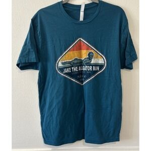 Jake The Alligator‎ Man T-Shirt Blue Size Large Men's